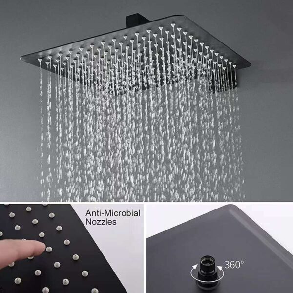 Square Rain Shower Black