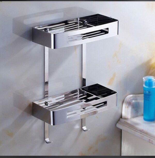 Double Layer Stainless Steel Bathroom Corner Shelf