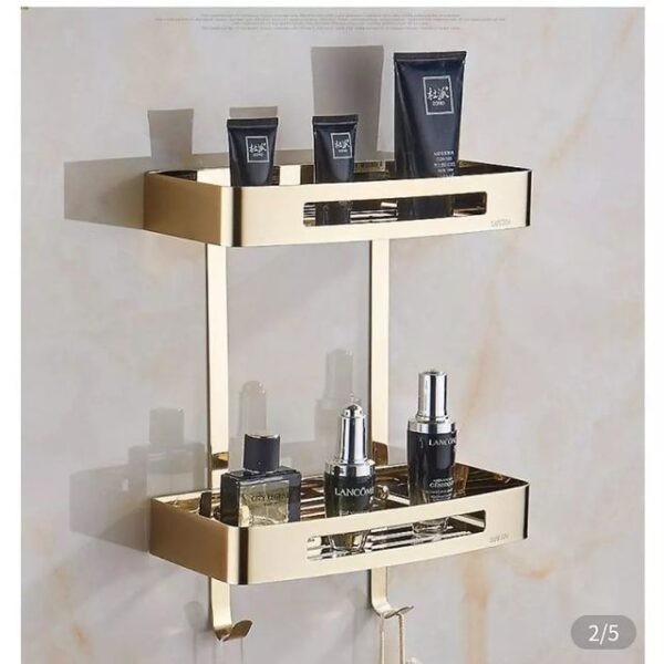 Double Layer Stainless Steel Bathroom Corner Shelf - Image 5