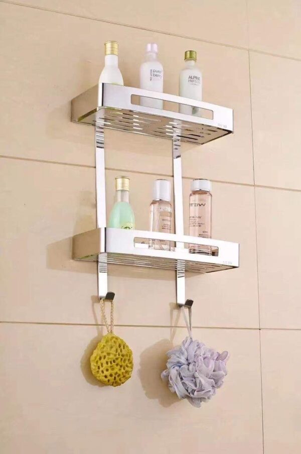 Double Layer Stainless Steel Bathroom Corner Shelf - Image 6