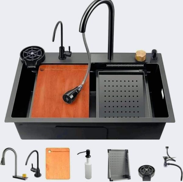 Black Waterfall Kitchen Sink - Image 5