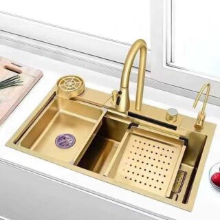 Golden Waterfall Kitchen Sink