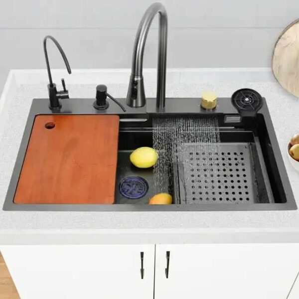 Black Waterfall Kitchen Sink