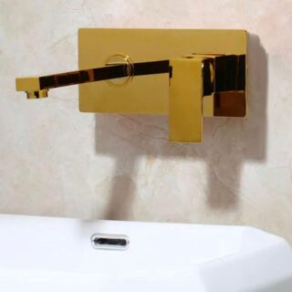 Golden Wall Mounted Concealed Basin Mixer Tap