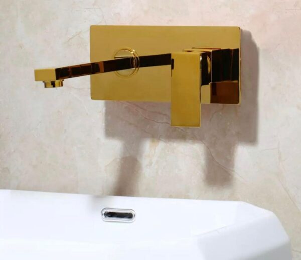 Golden Wall Mounted Concealed Basin Mixer Tap