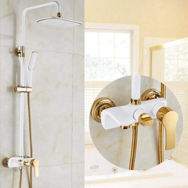 Adjustable Shower Set White & Golden