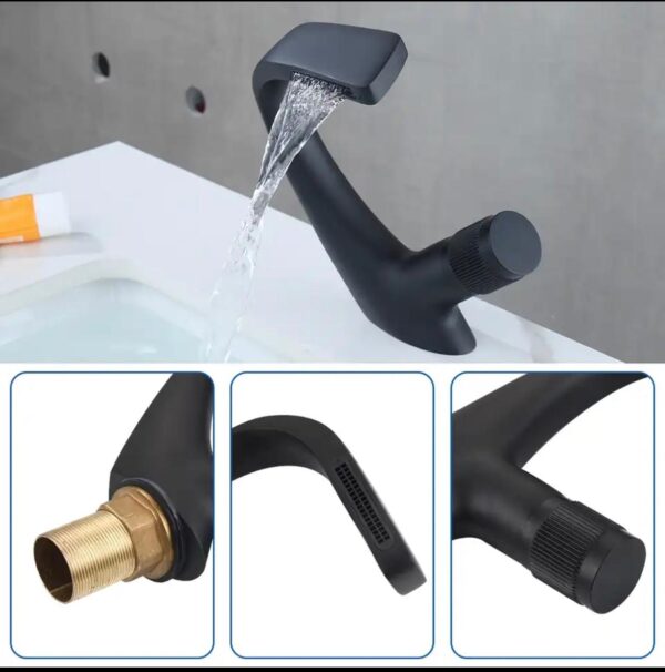 Waterfall Basin Sink Mixer Tap Creativity Black - Image 4