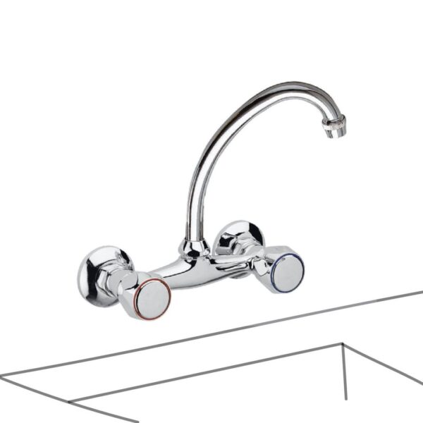 Wall Mounted Two Head Sink Mixer