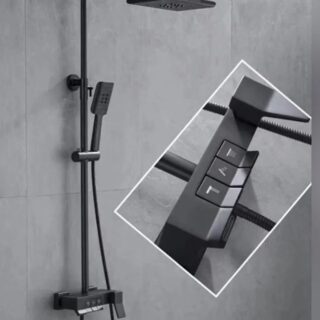 Matte Black Bathroom Faucet Rain Shower