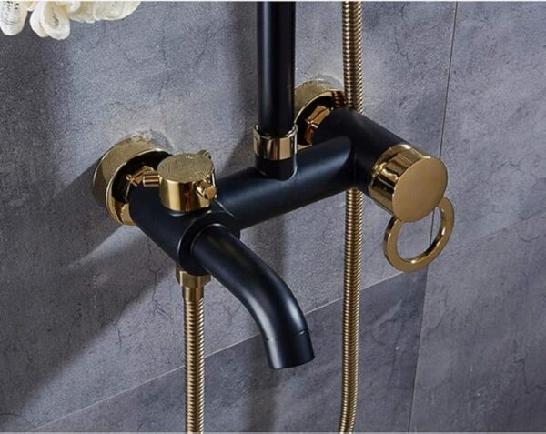 Luxury Black Golden Shower Faucet Rainfall Bath Shower Set - Image 4