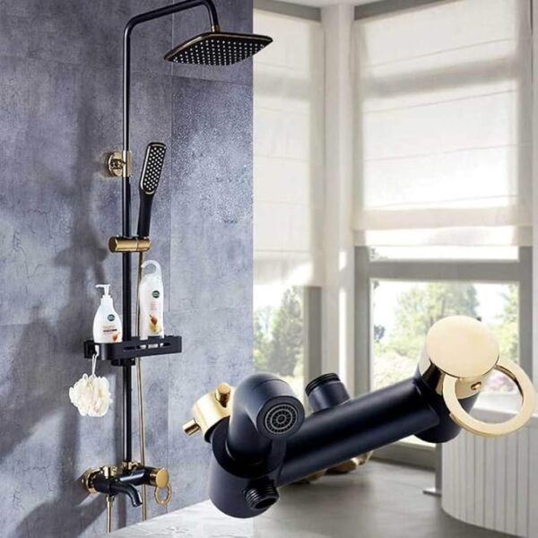 Luxury Black Golden Shower Faucet Rainfall Bath Shower Set - Image 2