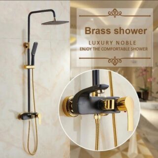 Black Golden Wall Mounted Brass liver shower set