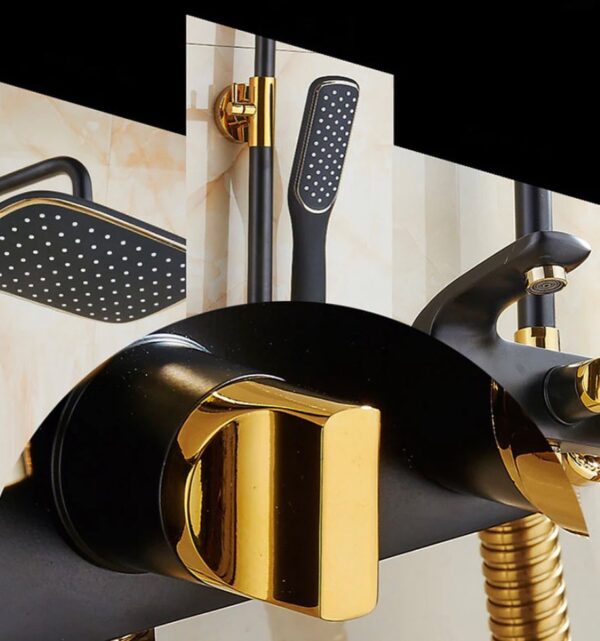 Shower Set Black & Golden Brass - Image 4