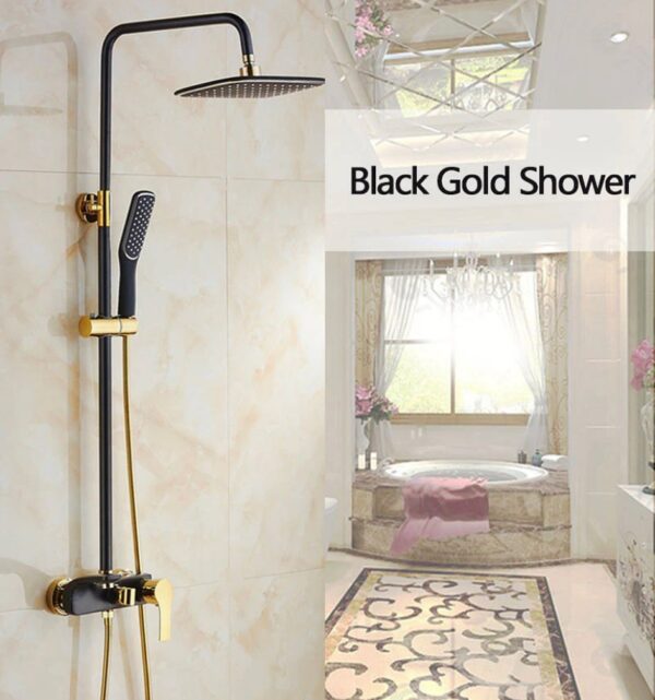 Shower Set Black & Golden Brass - Image 5