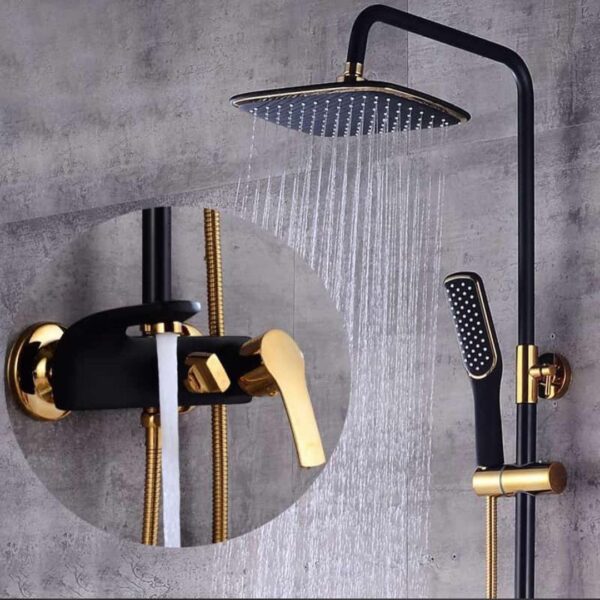 Shower Set Black & Golden Brass - Image 2