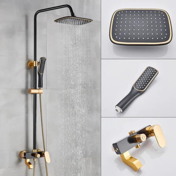 Luxury Black & Golden Rainfall Shower Set